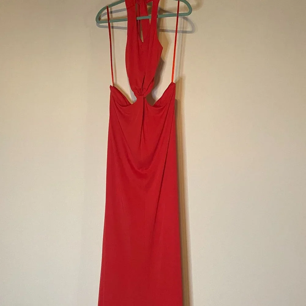 Coral Red Cut Own Gown Perfect For Beach Weddings - Picture 1 of 3